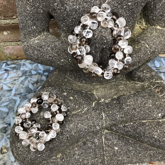 3 lijn Armband Bergkristal en Rookkwarts - Afbeelding 2