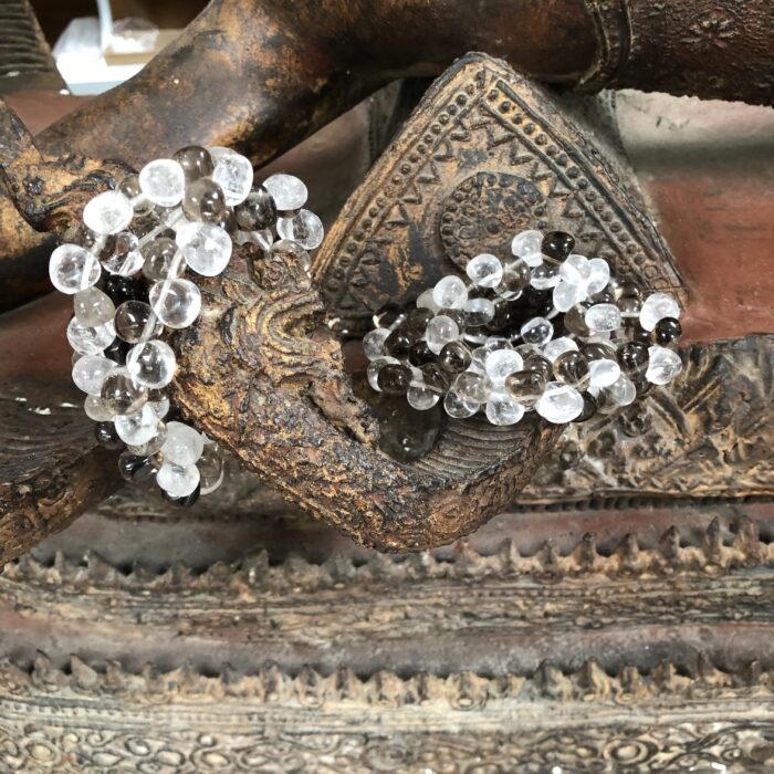 3 lijn Armband Bergkristal en Rookkwarts